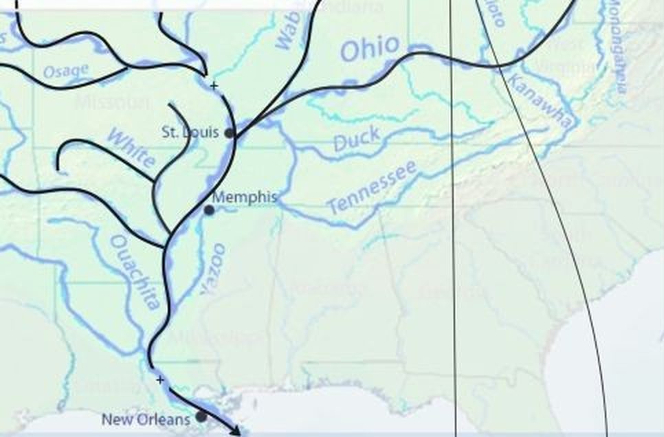 Map of the Mississippi and its tributaries, from St. Louis and Memphis down to New Orleans